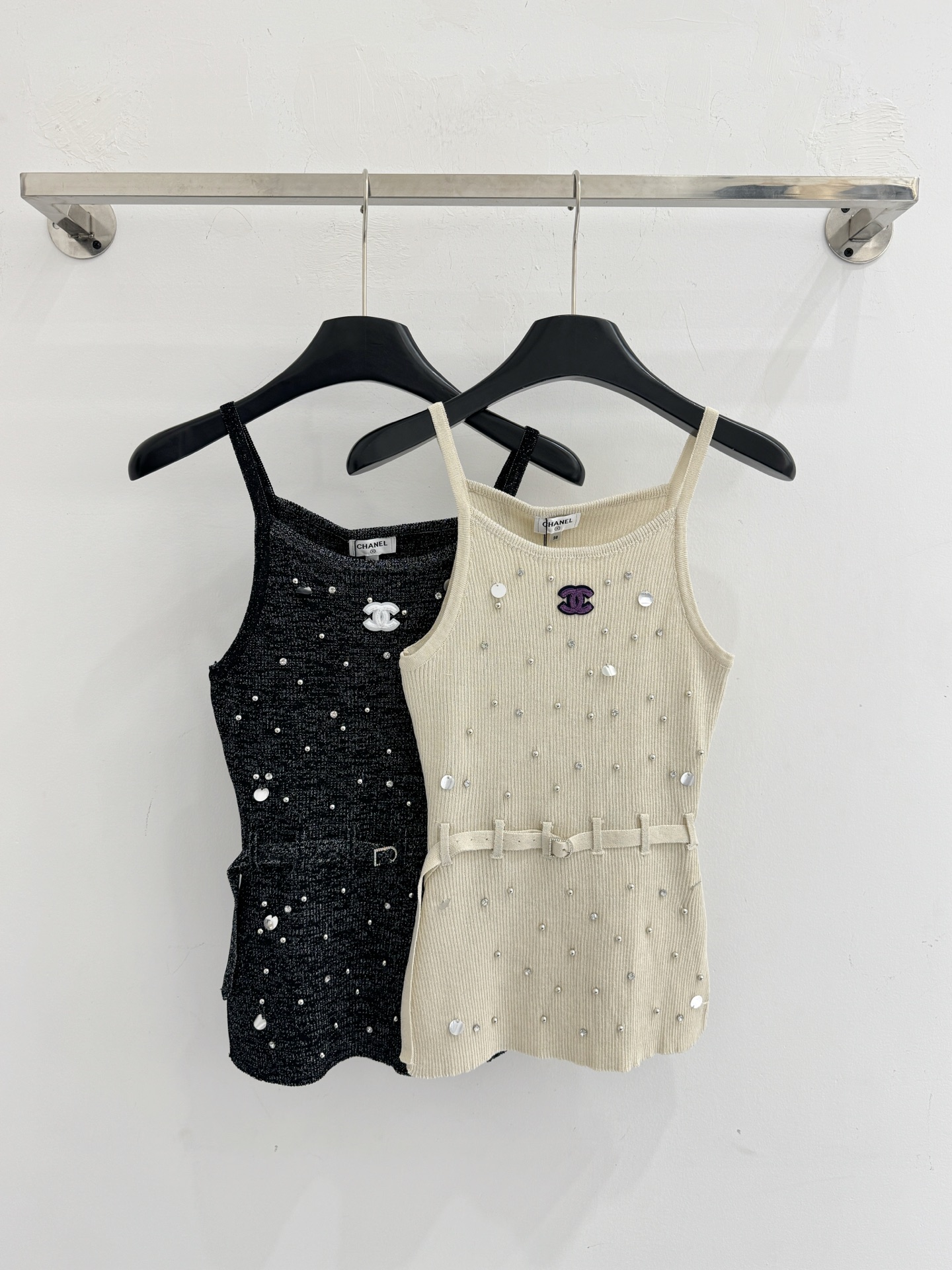 Chrome Hearts 钉珠针织吊带，收腰显瘦轻奢上衣