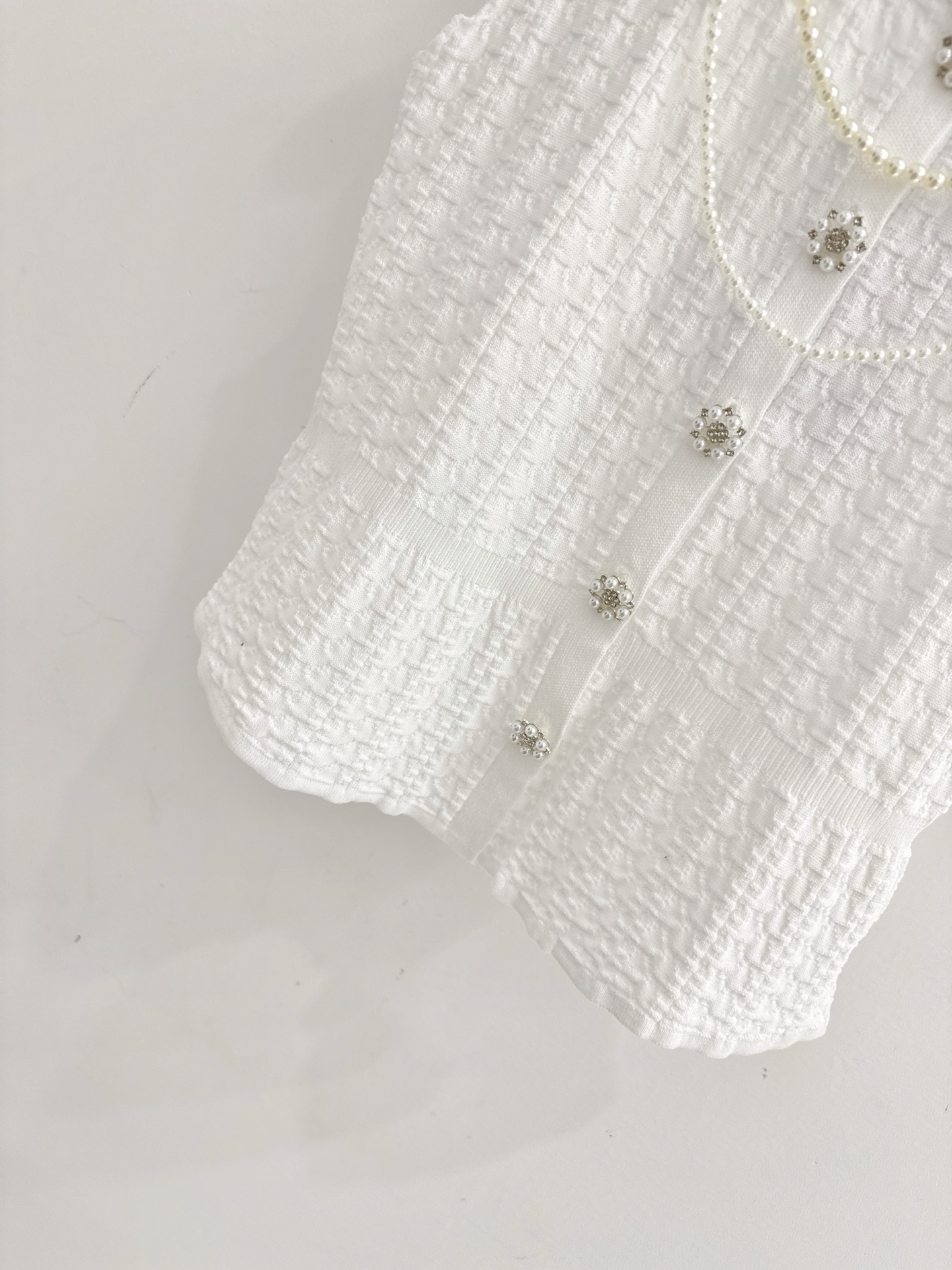 Chrome Hearts 珍珠链饰褶皱肌理无袖针织背心