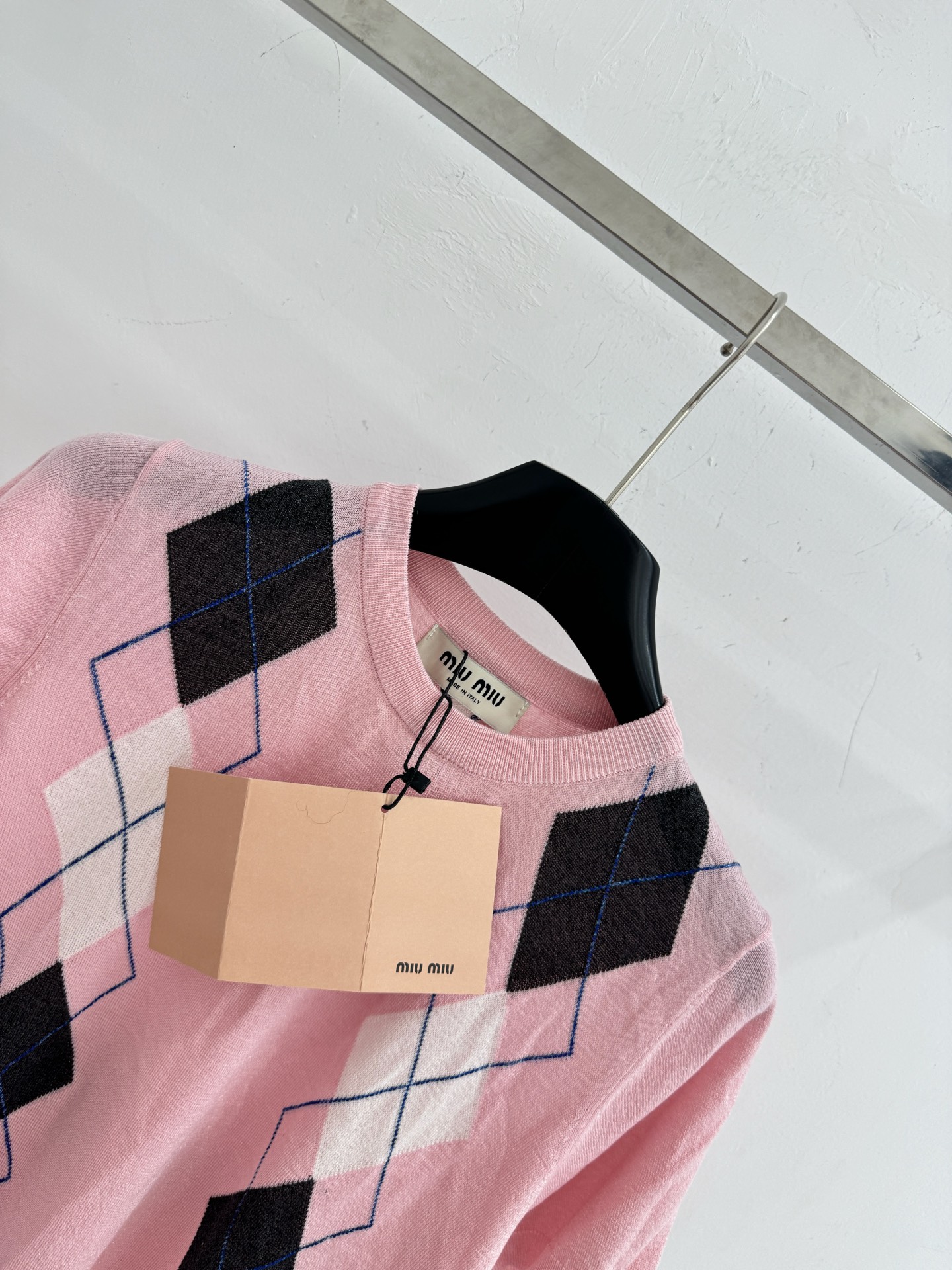 Chanel 甜妹风菱格纹圆领针织短袖上衣