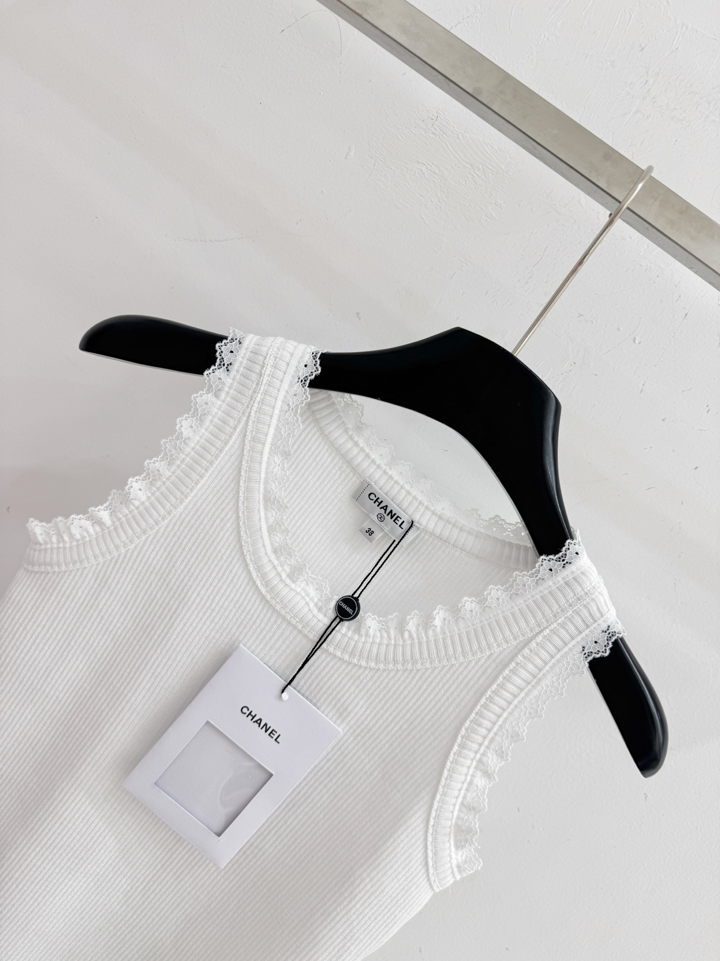 Chrome Hearts 蕾丝边针织背心，双C刺绣，黑白两色百搭