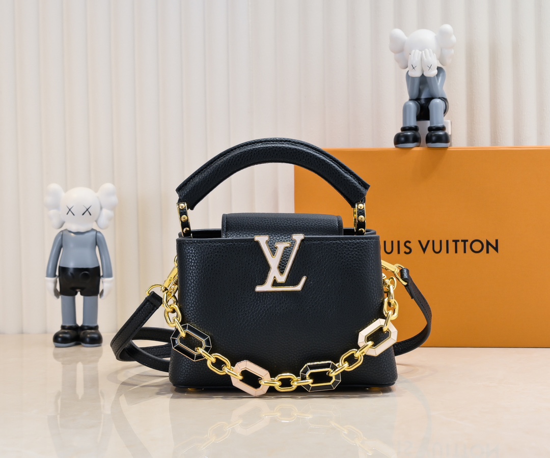 Louis Vuitton LV Capucines Bags Handbags Set With Diamonds Taurillon Cowhide Chains M24683