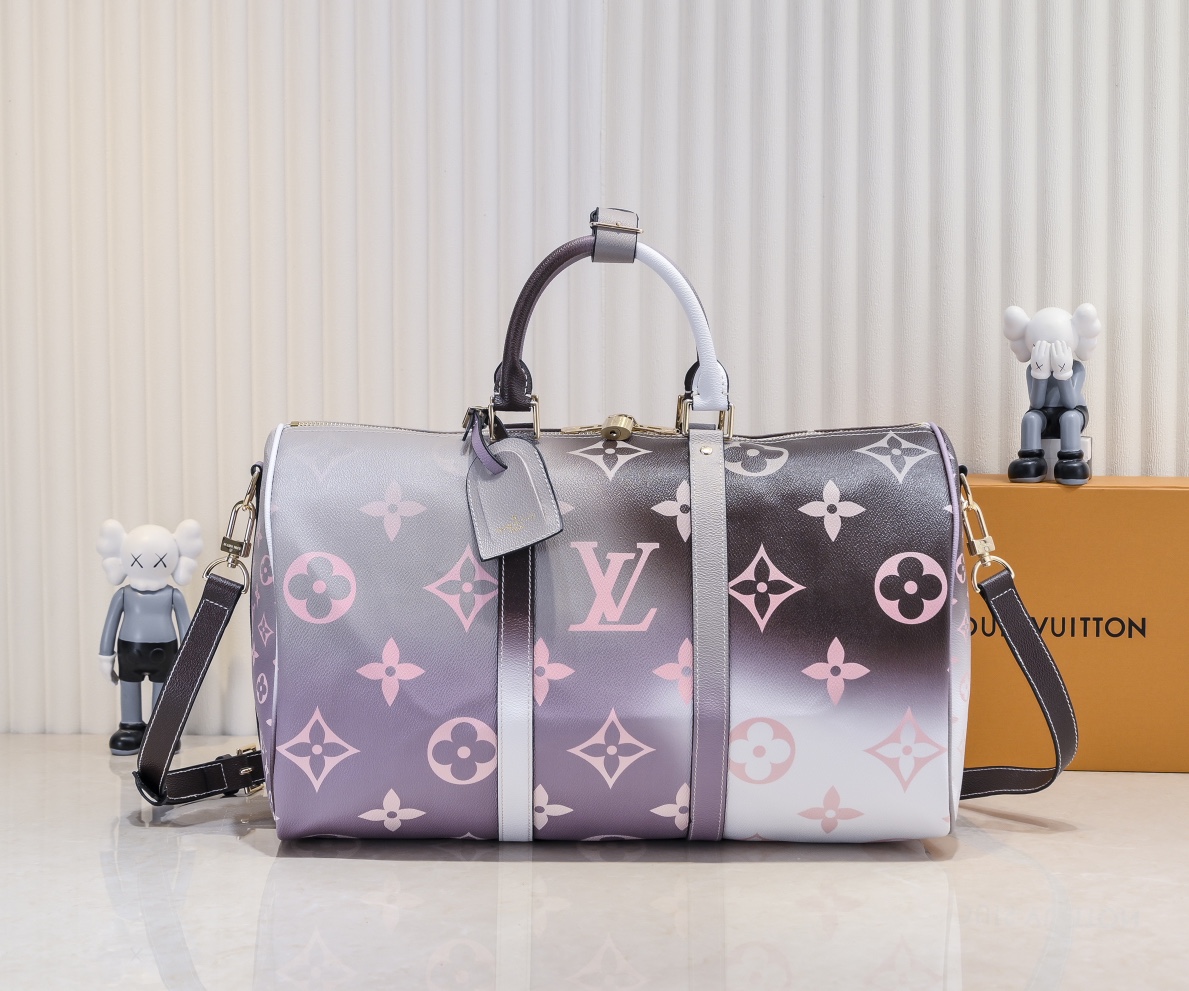 Louis Vuitton LV Keepall Travel Bags Pink Monogram Canvas Cowhide Fabric Spring Collection