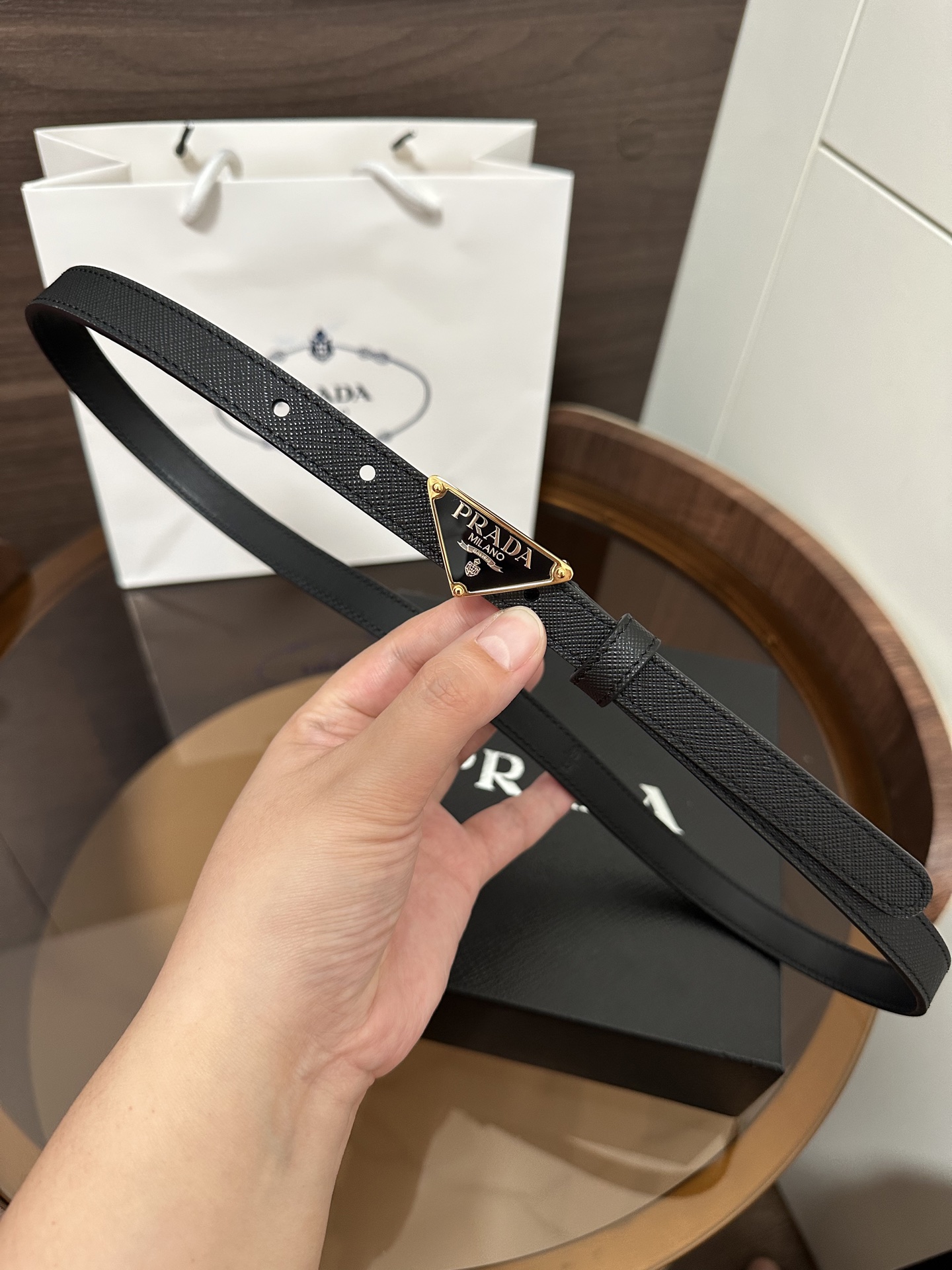 Prada 代购级 普拉达 Prada 绒面皮革腰带