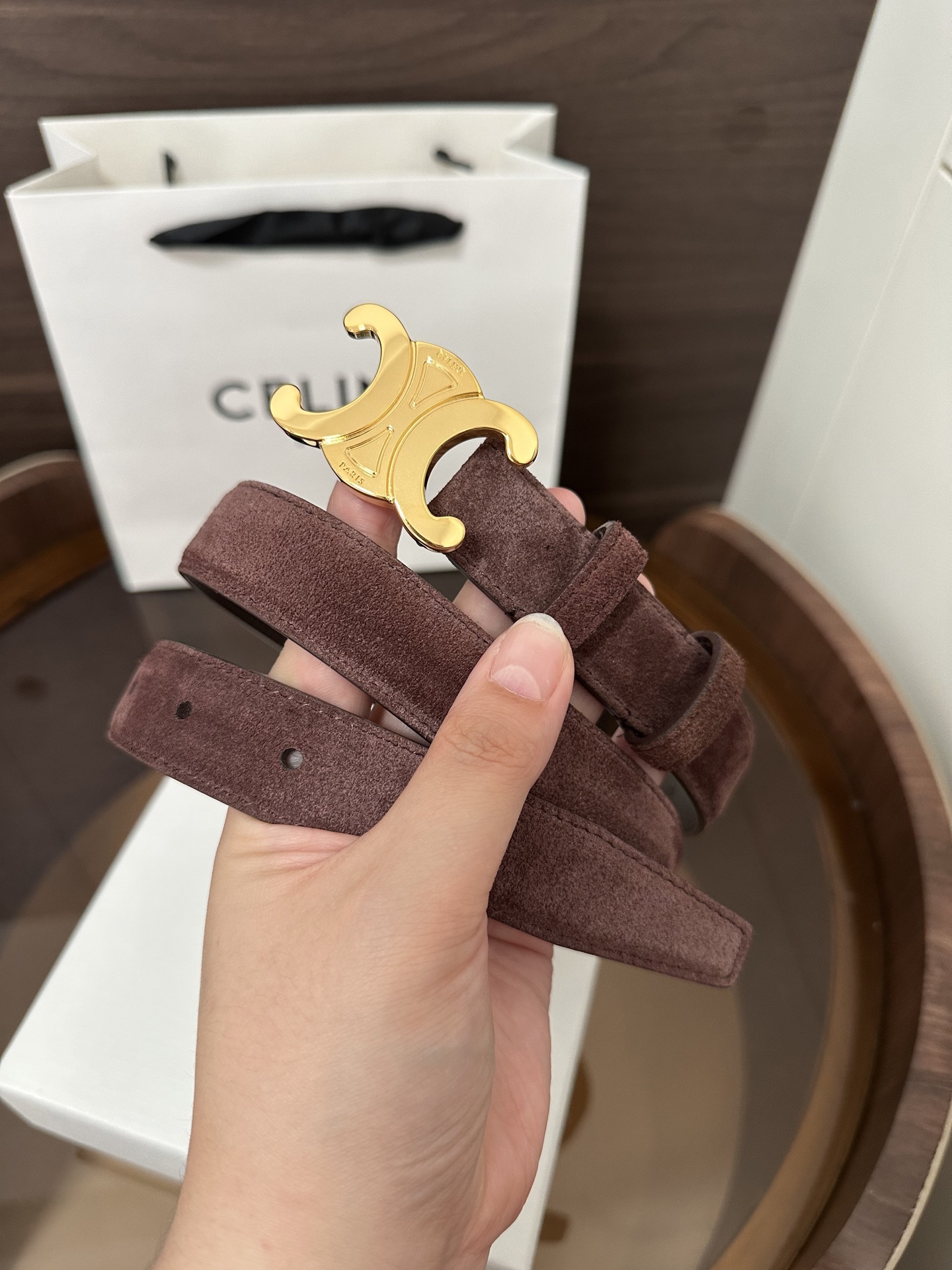 ❣CÉLINE 赛琳🆕凯旋门腰带 TRIOMPHE中号TAURILLON皮革腰带 对版溜金金属件 领扣搭