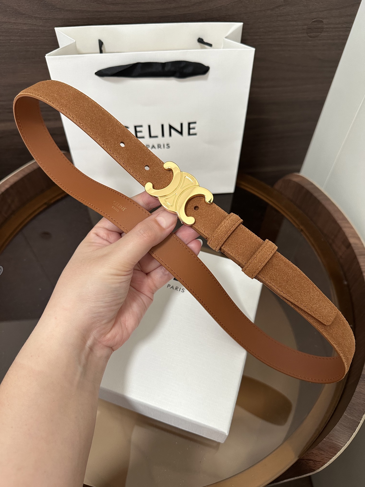 ❣️CÉLINE 赛琳🆕凯旋门腰带 TRIOMPHE中号TAURILLON皮革腰带 对版溜金金属件 领扣