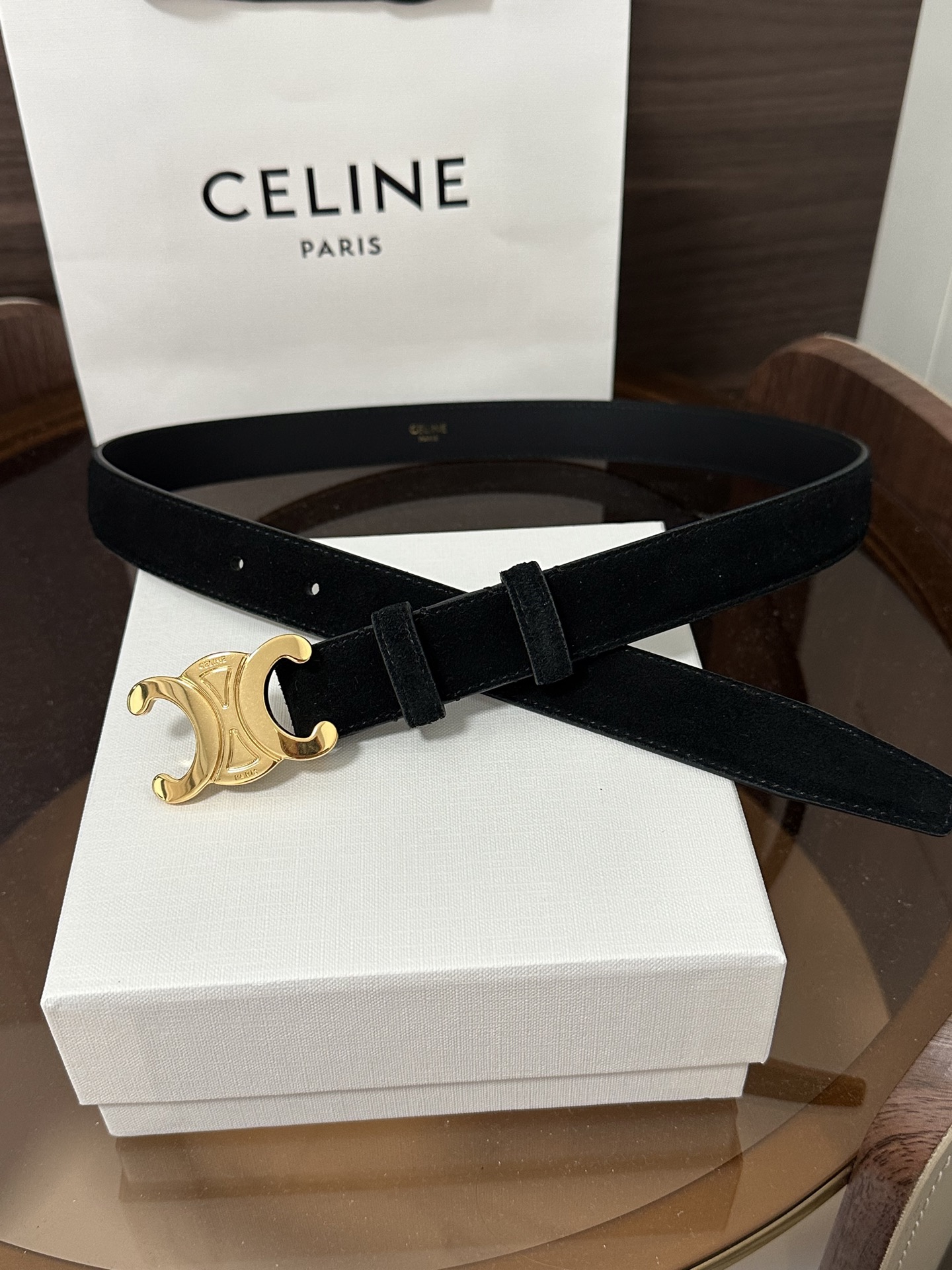 ❣️CÉLINE 赛琳🆕凯旋门腰带 TRIOMPHE中号TAURILLON皮革腰带 对版溜金金属件 领扣