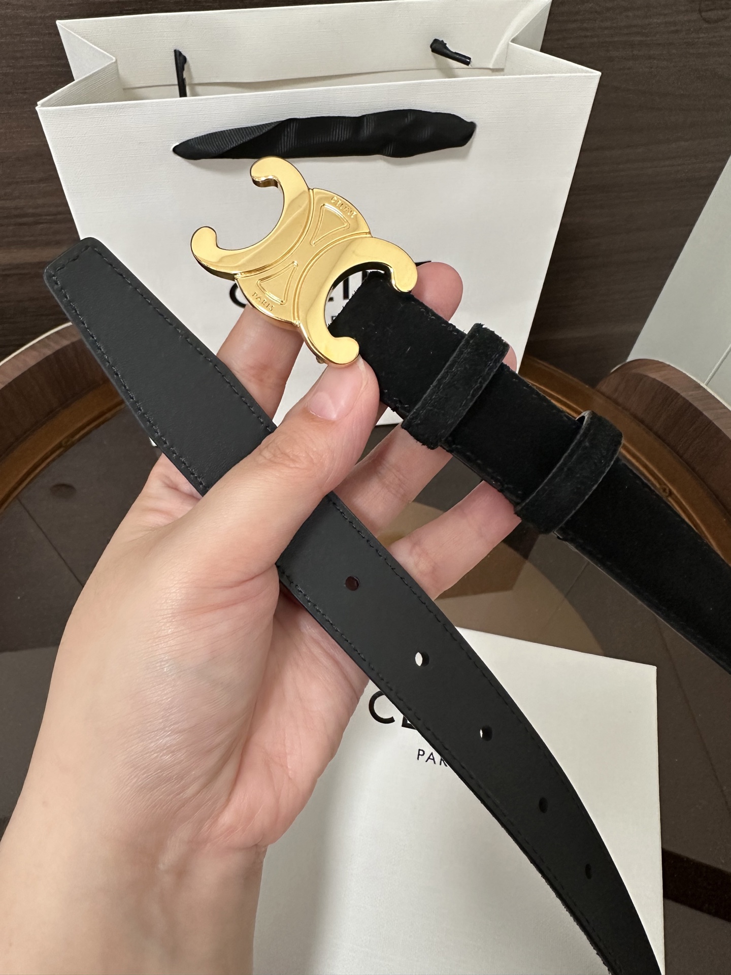 ❣️CÉLINE 赛琳🆕凯旋门腰带 TRIOMPHE中号TAURILLON皮革腰带 对版溜金金属件 领扣