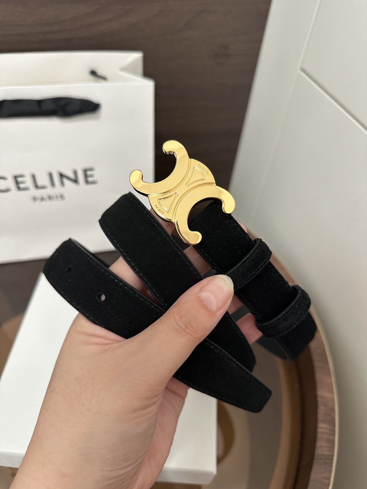 ❣️CÉLINE 赛琳🆕凯旋门腰带 TRIOMPHE中号TAURILLON皮革腰带 对版溜金金属件 领扣