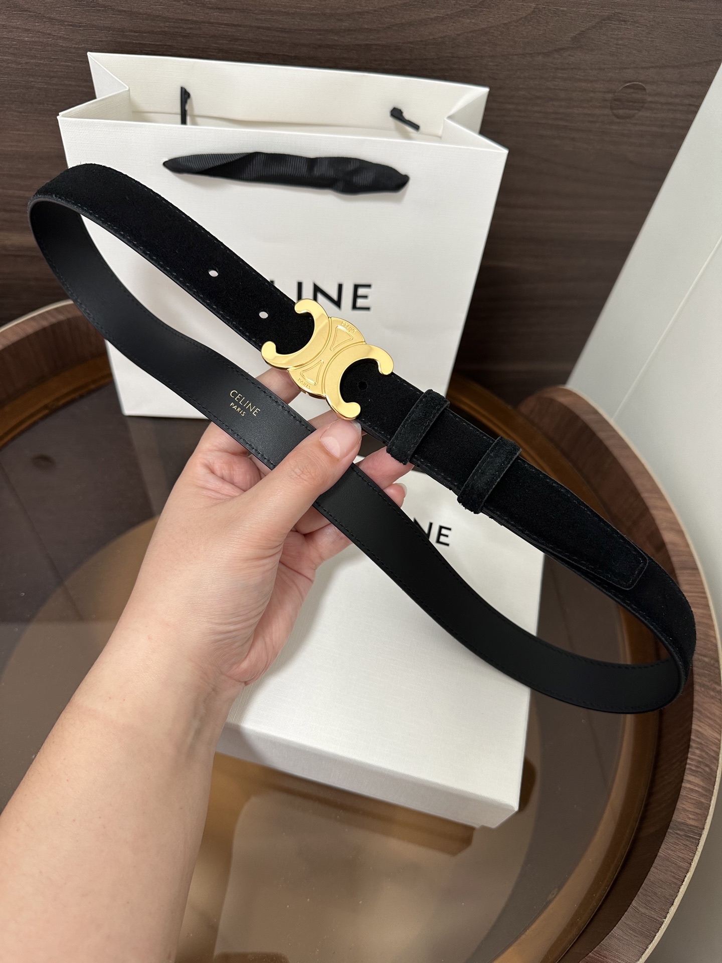 ❣️CÉLINE 赛琳🆕凯旋门腰带 TRIOMPHE中号TAURILLON皮革腰带 对版溜金金属件 领扣
