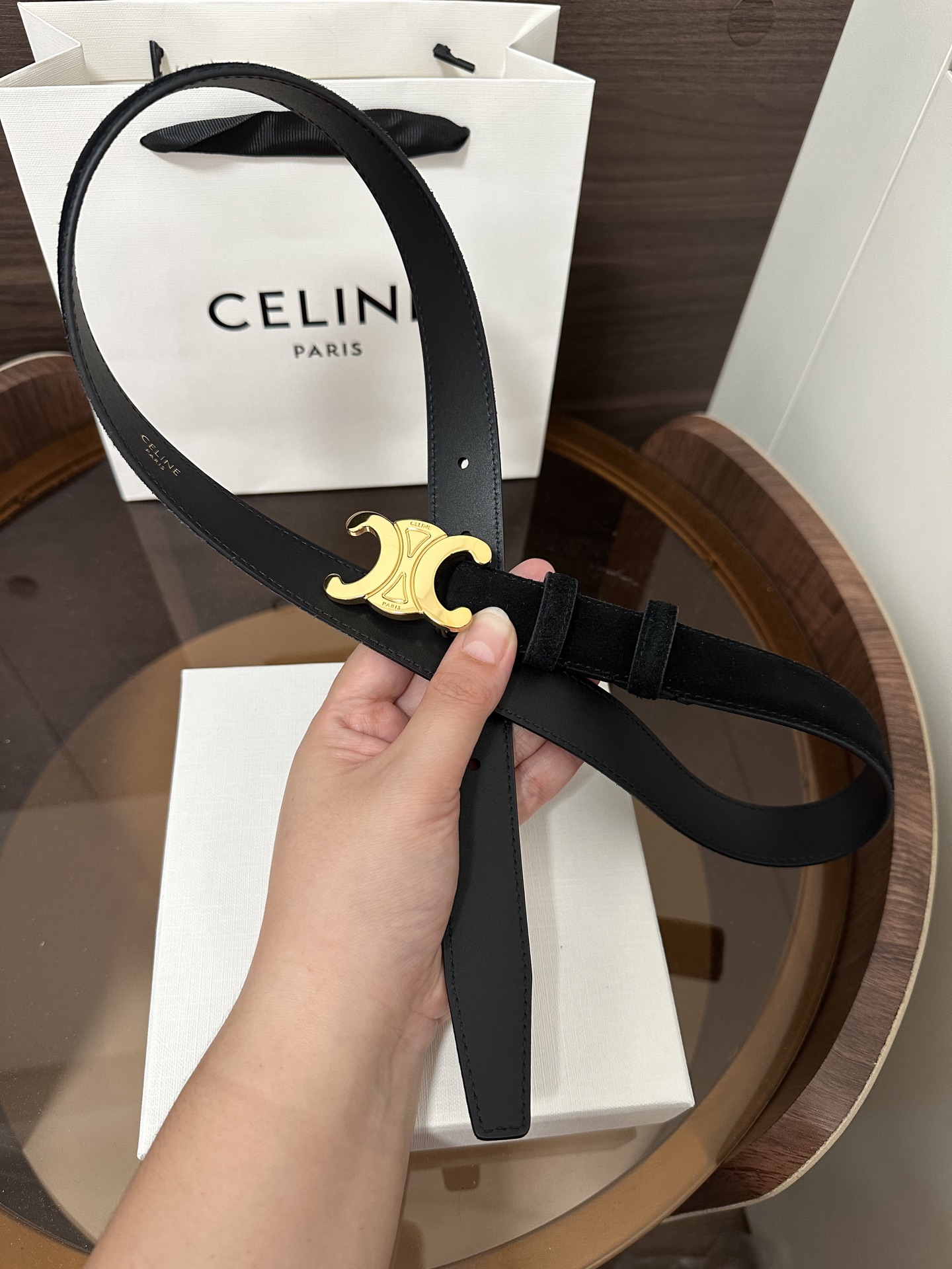 ❣️CÉLINE 赛琳🆕凯旋门腰带 TRIOMPHE中号TAURILLON皮革腰带 对版溜金金属件 领扣