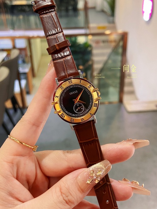 Gucci Women's 26mm G-Timeless Brown Leather Strap Watch YA1265006 1 Gucci Women's 26mm G-Timeless Brown Leather Strap Watch YA1265006