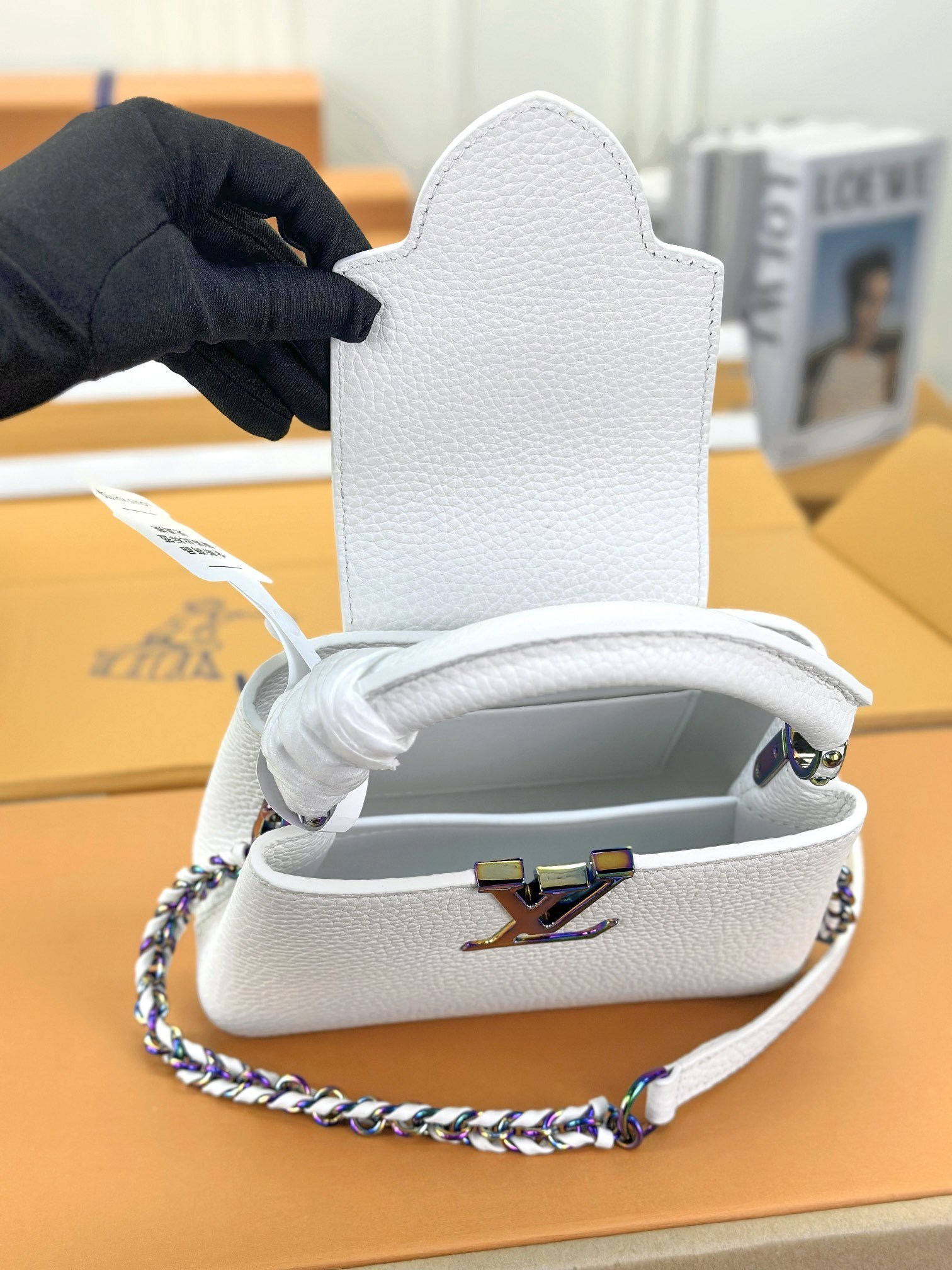 顶级原单M22055白色迷你全皮cap那英款系列CAPUCINESBB手袋本款CapucinesBB手袋