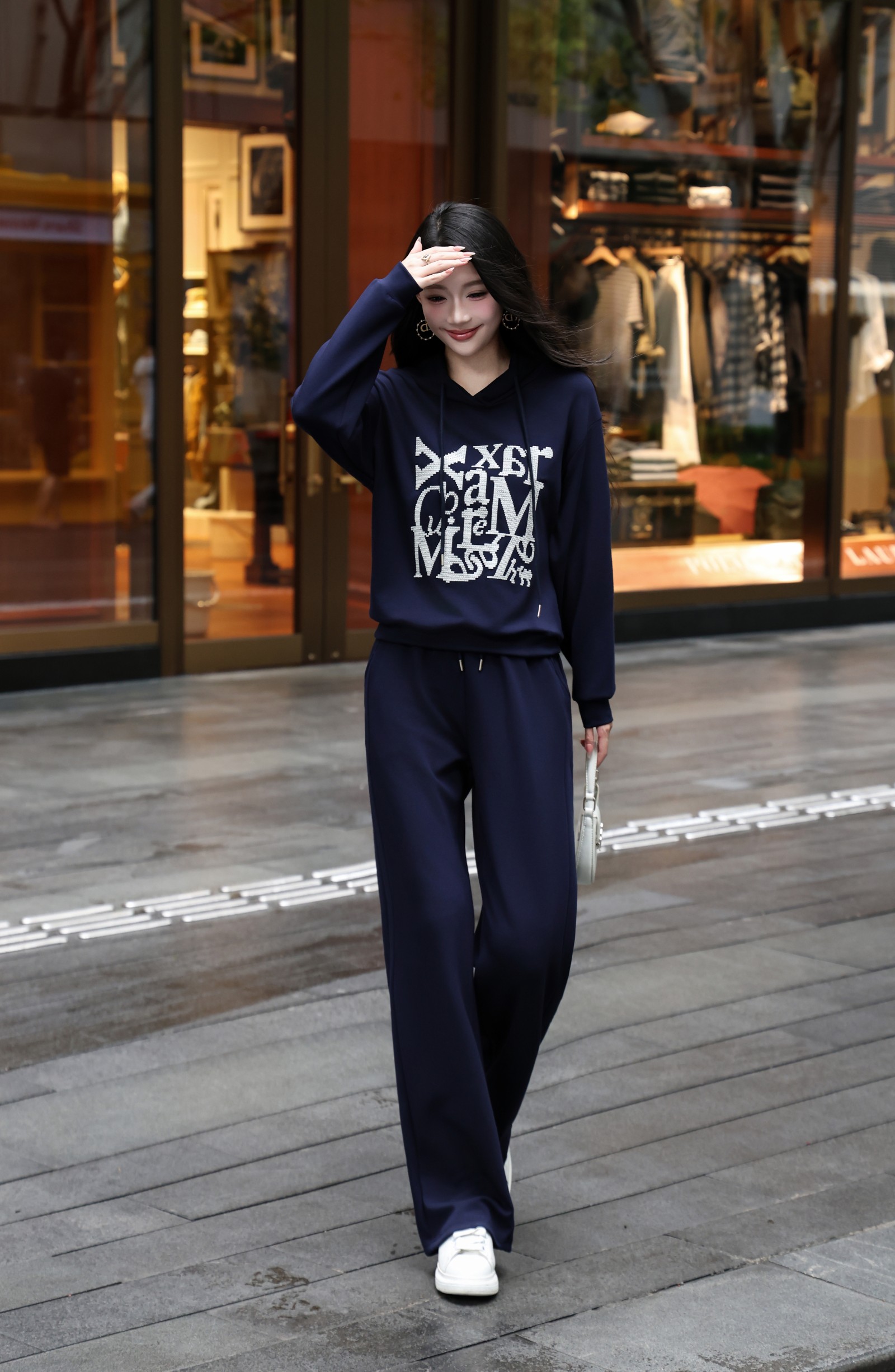 Title: Women’s Autumn Suit Collection with Comfortable Wide-Legged Pants and Cross Embroidery Summary: P672 offers high-quality women’s suits with wide-legged pants, cross embroidery, Mud - 图片 6