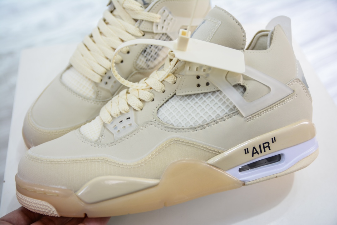 360 PB纯原 OFF WHITE x Air Jordan 4 Retro ”Sail” aj4 联名白帆 CV9388-100