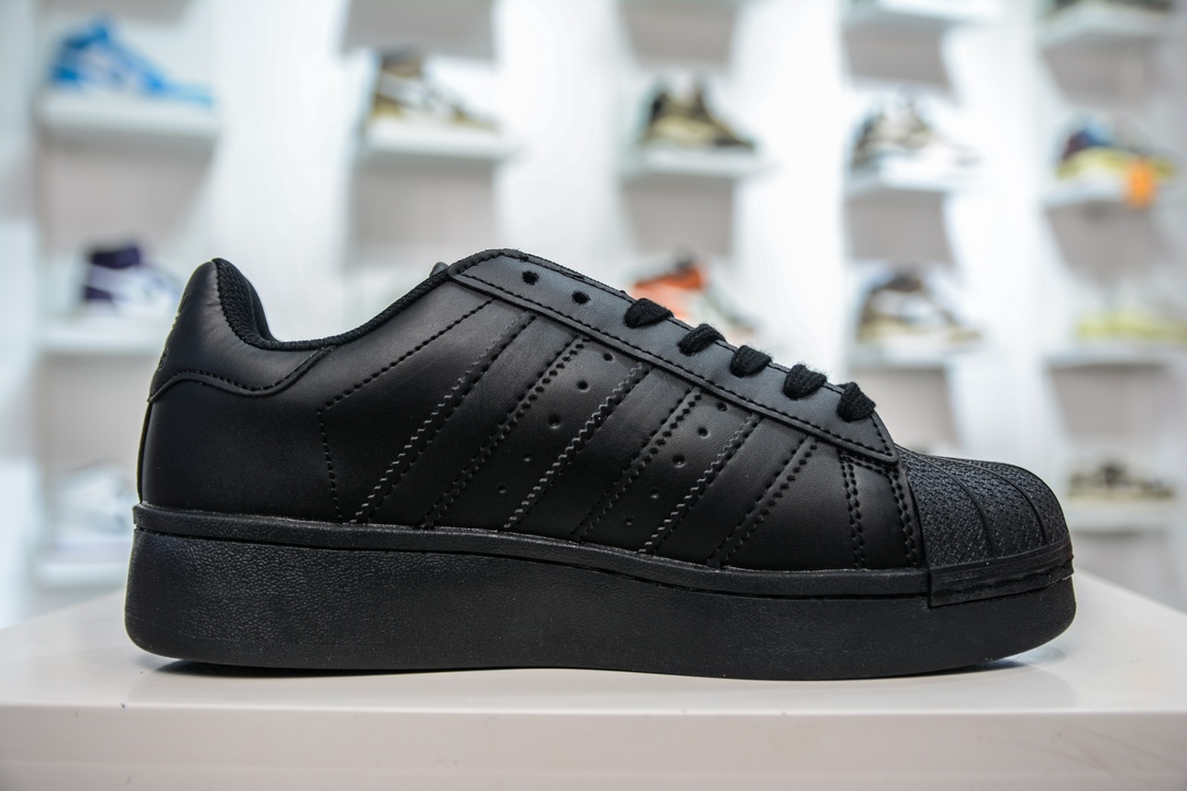 Adidas Originals Superatar all black thick bottom shell head IF6290