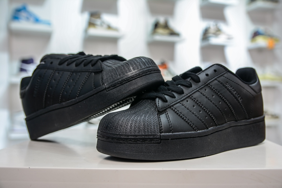 Adidas Originals Superatar all black thick bottom shell head IF6290