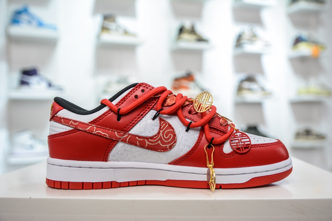 280 Nike  Dunk Low EMB 国潮 盟结良缘 喜庆婚鞋 绑带低帮休闲板鞋 DD3363-100