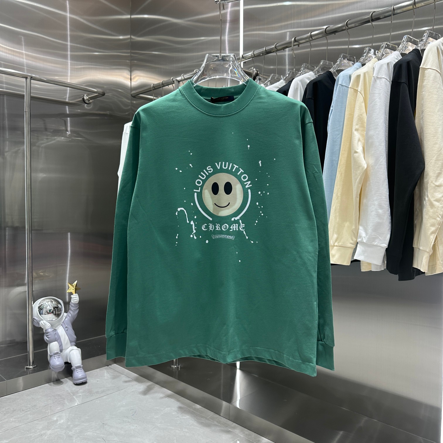 Buy the Best High Quality Replica
 Louis Vuitton Clothing T-Shirt Black Green White Printing Unisex Fall/Winter Collection Long Sleeve