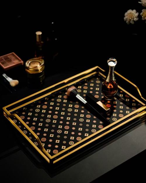 Elegant Handmade Vanity Tray - Classic Design with Modern Gold Accents 1 Elegant Handmade Vanity Tray - Classic Design with Modern Gold Accents
