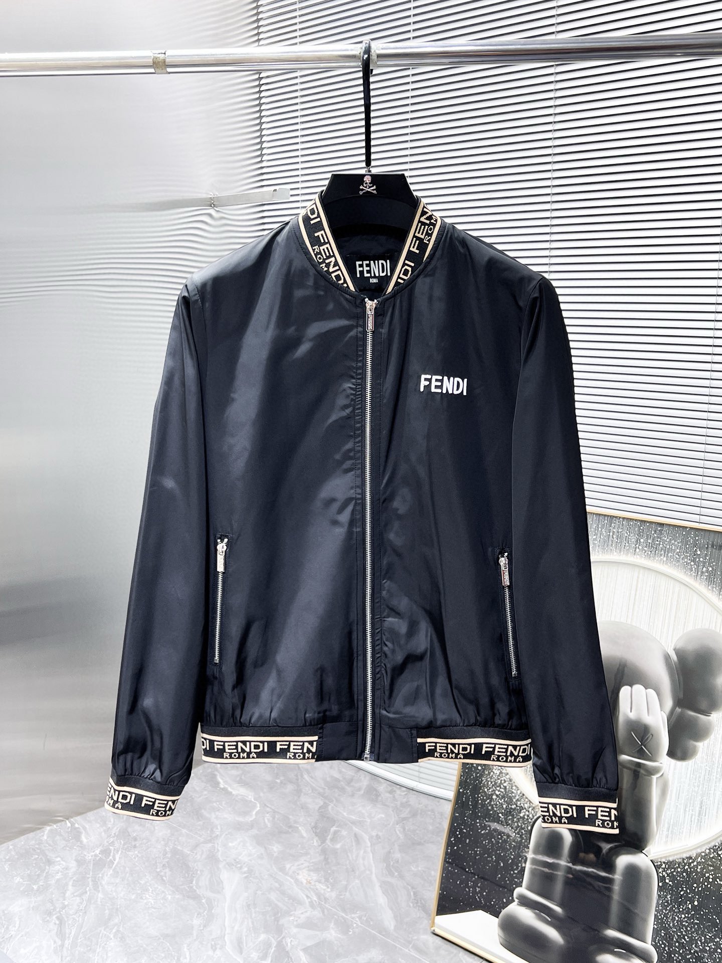 Fendi fendi 2024 nueva colección de principios de otoño, chaqueta con cuello alto, ¡versión de alta gama! Tejido person…
