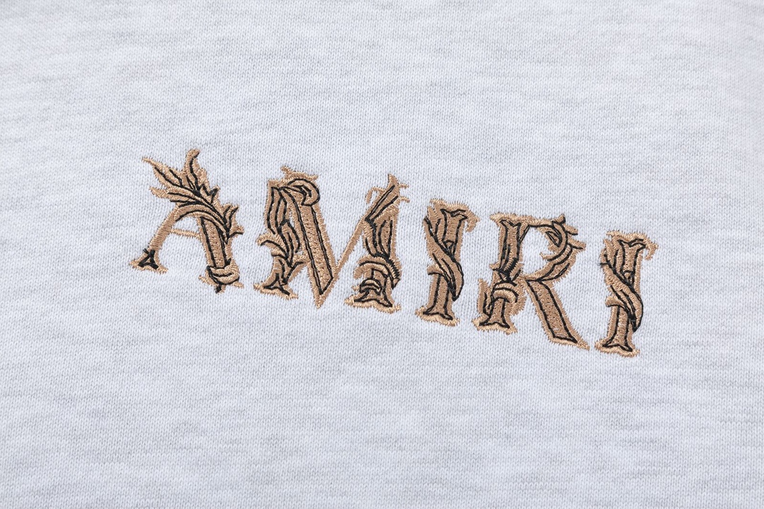 AMIRI花边刺绣ロゴTシャツ - ブラック＆グレー