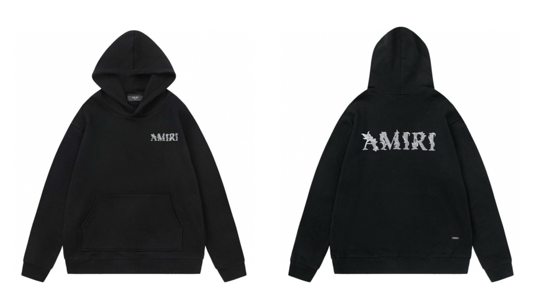 AMIRI花边刺绣ロゴTシャツ - ブラック＆グレー