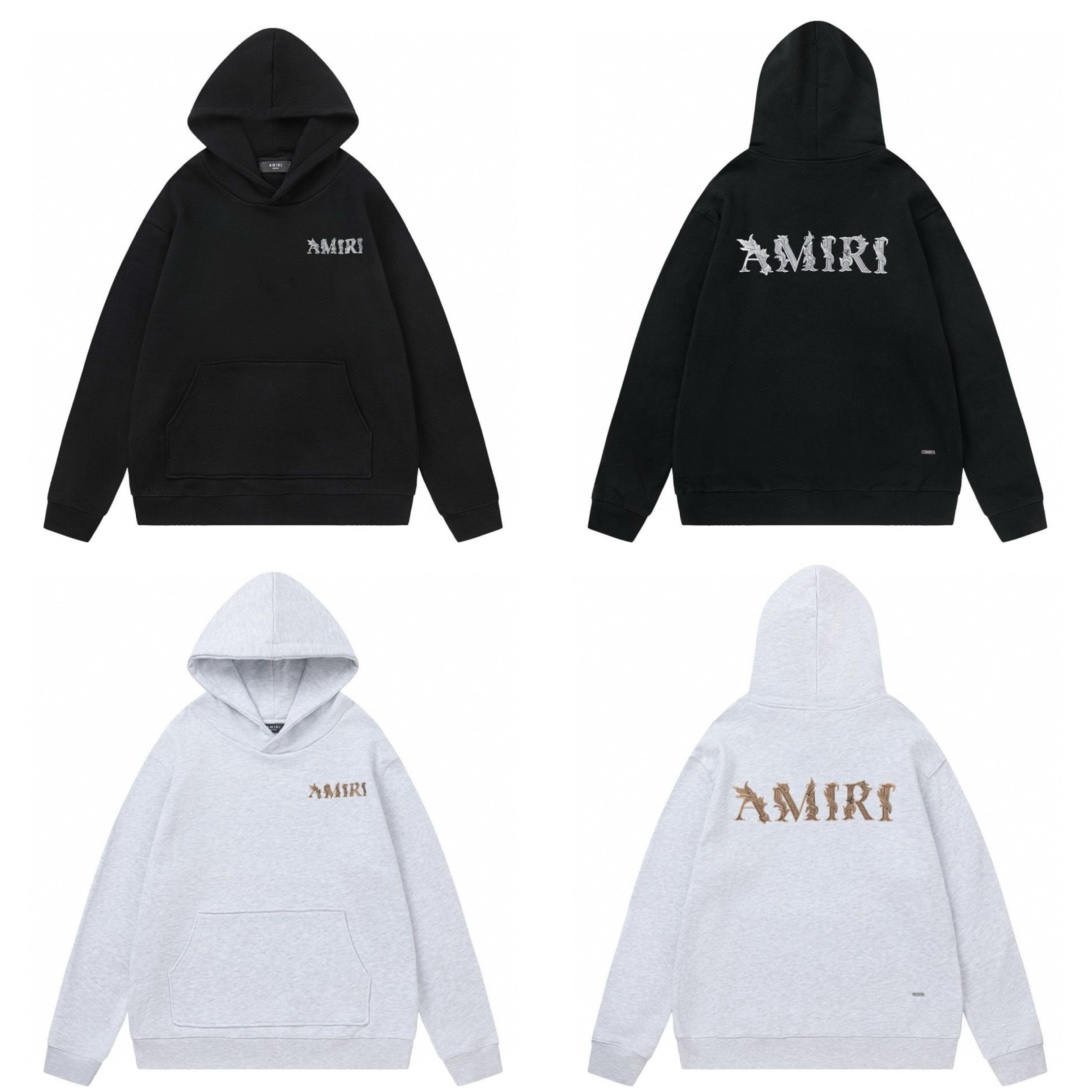 AMIRI花边刺绣ロゴTシャツ - ブラック＆グレー