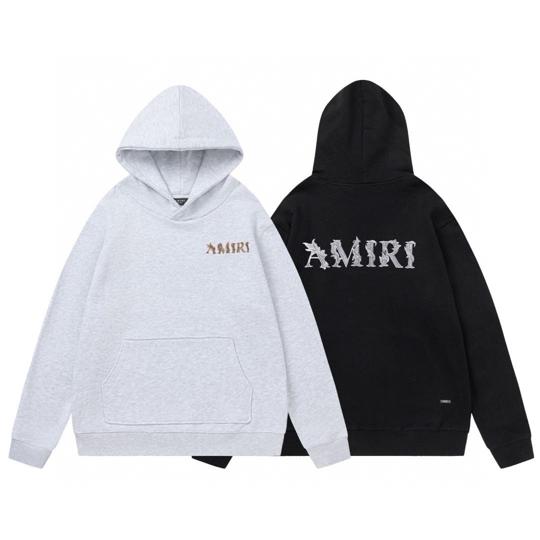 AMIRI花边刺绣ロゴTシャツ - ブラック＆グレー