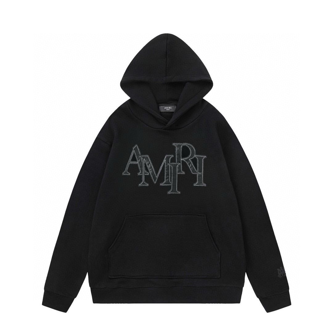 AMIRI 7163#貼皮絵刺繍ロゴ Tシャツ