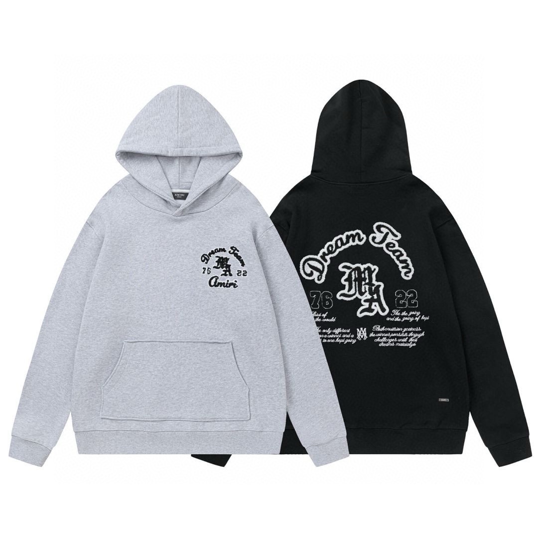 AMIRI 英文字母毛巾刺繍ロゴ ブラック・グレー