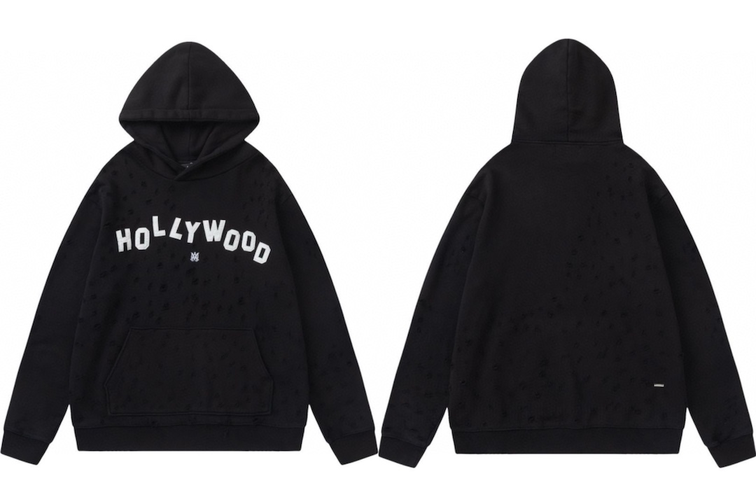 AMIRI重工破洞連帽衛衣 男女兼用のスタイリッシュデザイン