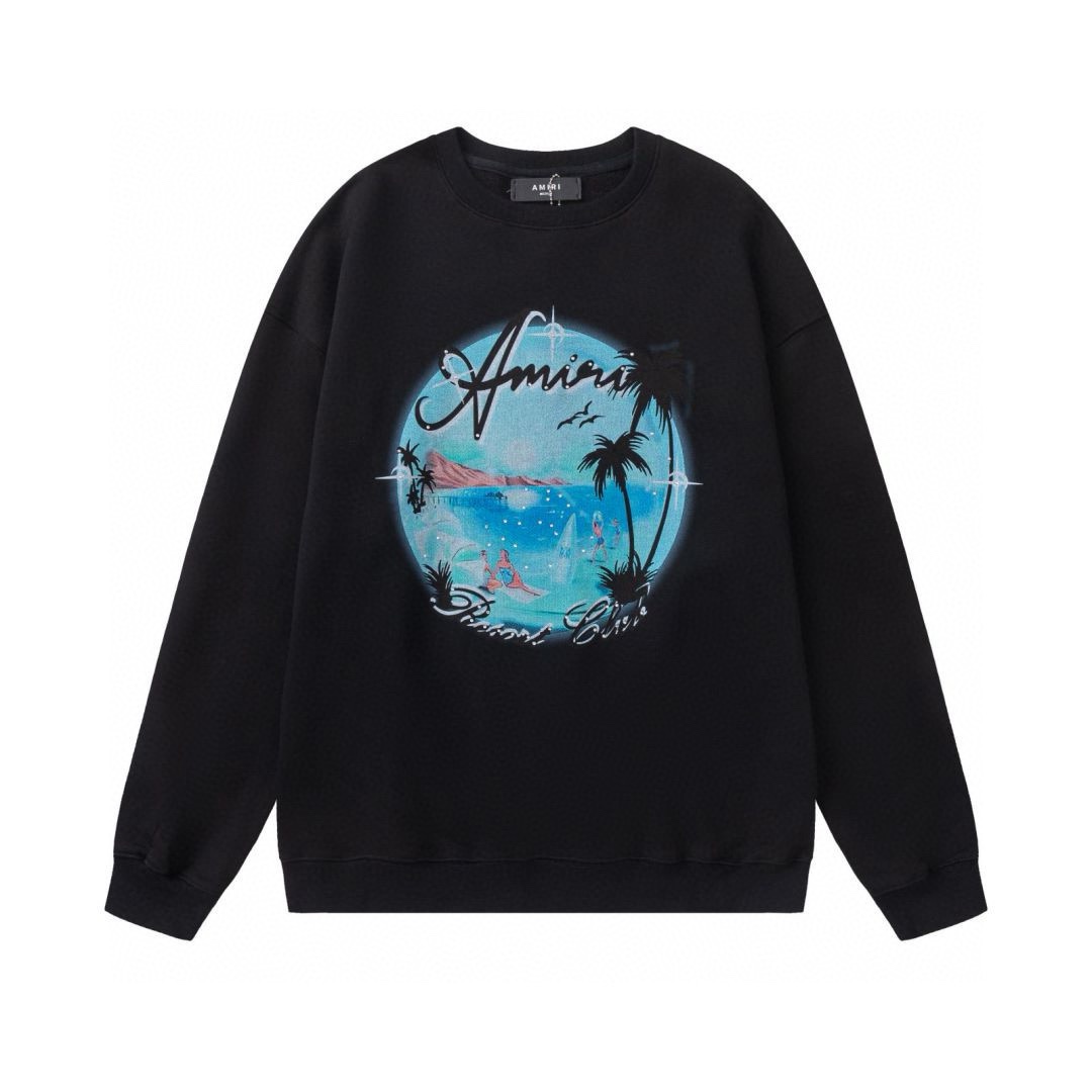 AMIRI マル代夫ビーチロゴ烫钻 Tシャツ 男女兼用