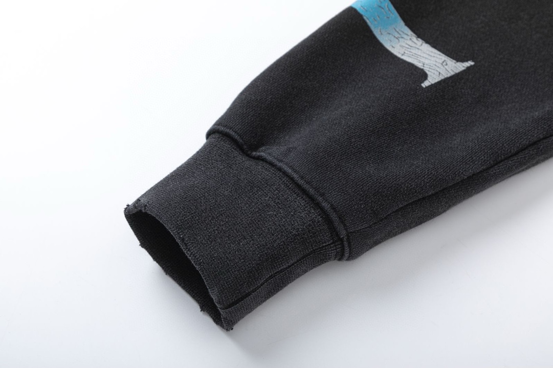 AMIRI鬼脸水洗做旧連帽衛衣 - 男女兼用・ブラック