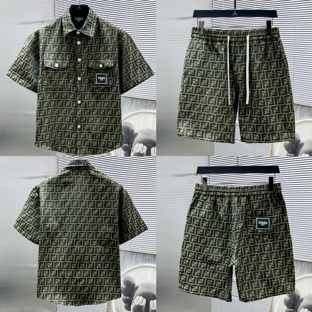 Fendi fendi primavera-verano nuevo estilo casual manga corta pantalones cortos conjunto, versión de alta gama! Tejido p…