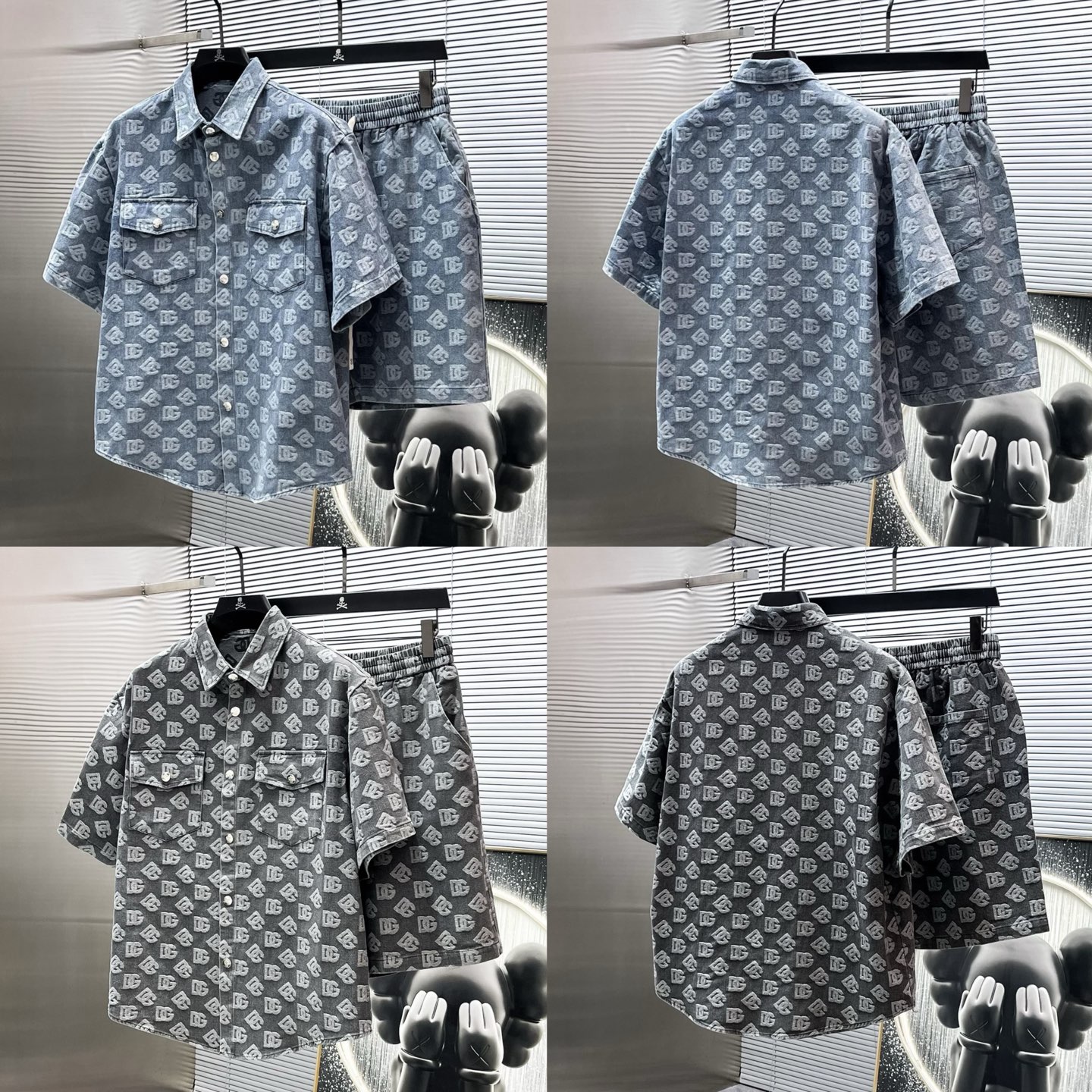 DG杜嘉班纳 ，夏季新款 休闲 西装短袖 短裤套装，高端版本！专柜定制面料 ， 透气舒适度高，细节无可挑剔，品牌元素设计理念，体现高品质。手感细腻柔软！呈现休闲裁剪，上身版型超赞！ 颜色：蓝色 黑色 码数：M-3XL