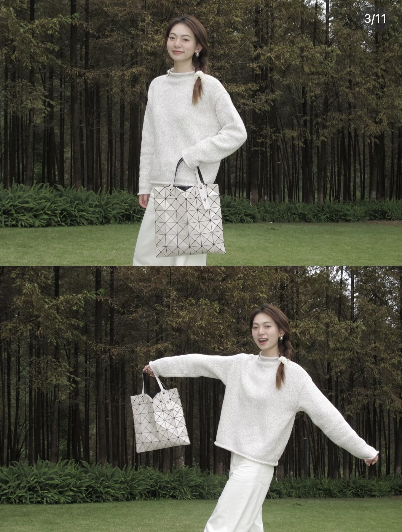 Issey Miyake BAO BAO Geometric Tote Bag, Silver and White 3 i1733306830 3845 1