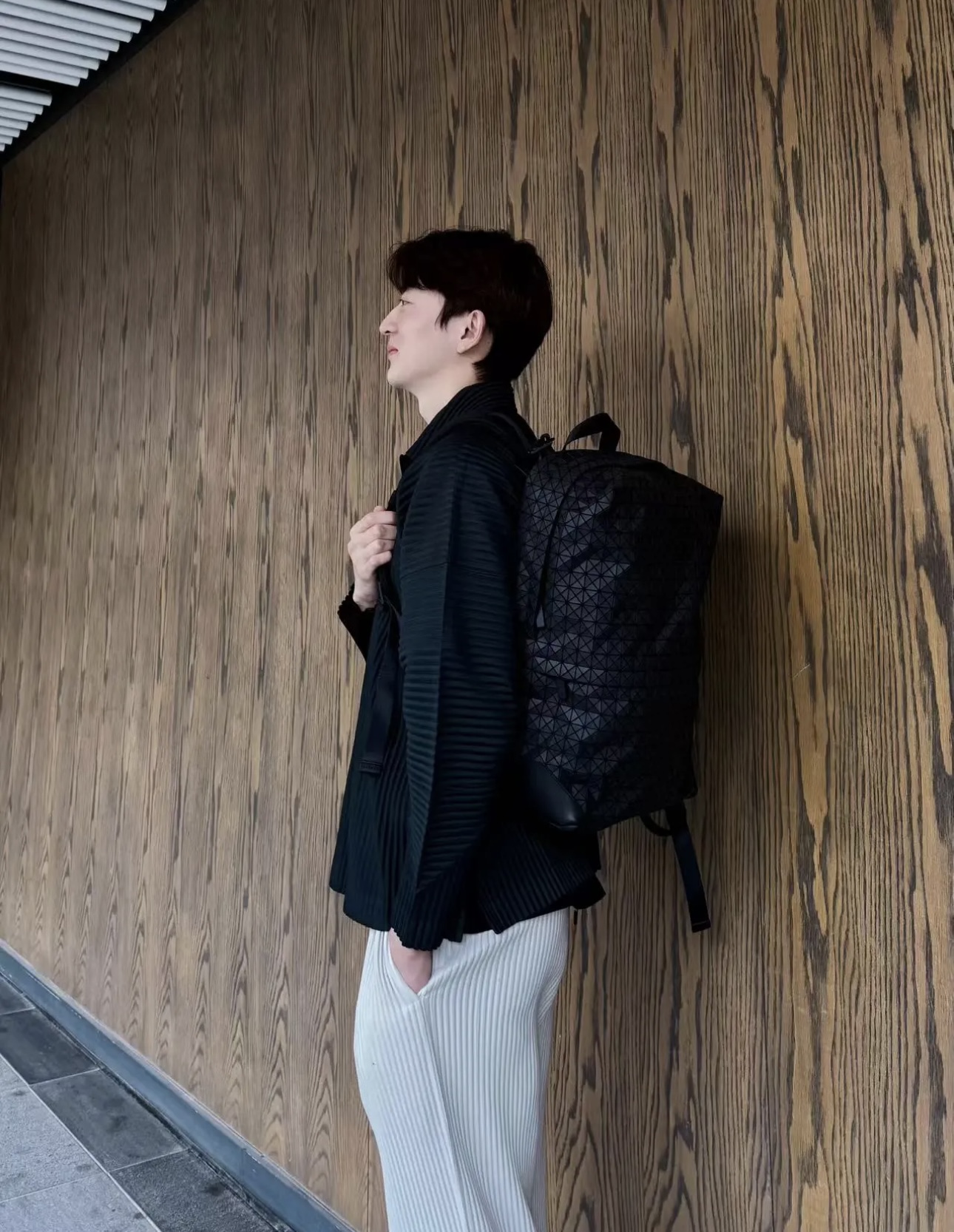 Issey Miyake BAO BAO BB78 Black Backpack with Hidden Pocket for Travel