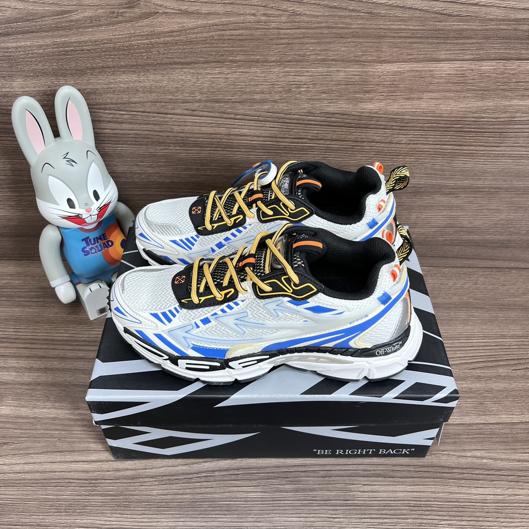 NO:242447,Top version OFF-WHITE Be Right Back round-toe lace-up casual shoes for men and women, white, black and blue. A running shoe called 