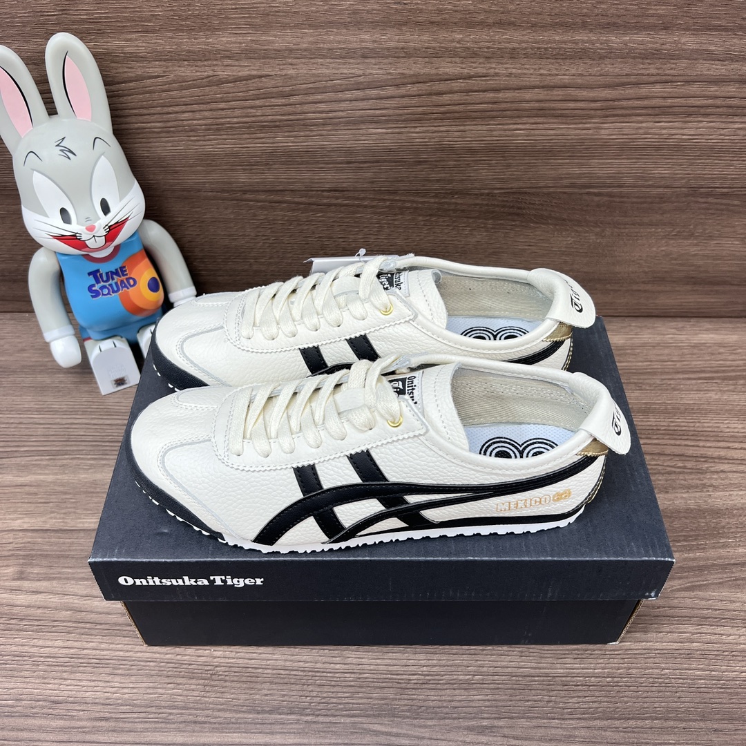 NO:242682,Top version [Guangdong Product] Onitsuka Tiger MEXICO 66 leather sports non-slip lightweight low-added men and women same style rice black gold! ZP disassembled original last replica fabric: using imported cowhide/litchi pattern cowhide, private molded large bottom, glue dripping process Tiger logo, foot pad suspended sponge filling to restore the ZP foot feel and quality, and carefully craftsmanship details. Non-market cheap currency! Packaging: Dewu's full set of packaging and poison box! Number of codes: 36-44.5 (including half code) positive code! , casual shoes/sports shoes, sneakers, cowhide19860909顶级版本【莞货】Onitsuka Tiger鬼塚虎MEXICO 66皮革 运动防滑轻便低帮男女同款米黑金！ ZP拆卸原楦复刻 面料:采用进口牛皮/荔枝纹牛皮 私模大底 滴胶工艺Tiger logo 垫脚悬浮海绵填充还原ZP脚感充正品质,细品做工细节.非市面廉价通货！ 包装:得物全套包装配毒盒！ 码数:36-44.5(含半码)正码！,休闲鞋/运动鞋,sneakers,cowhide,Women's Shoes