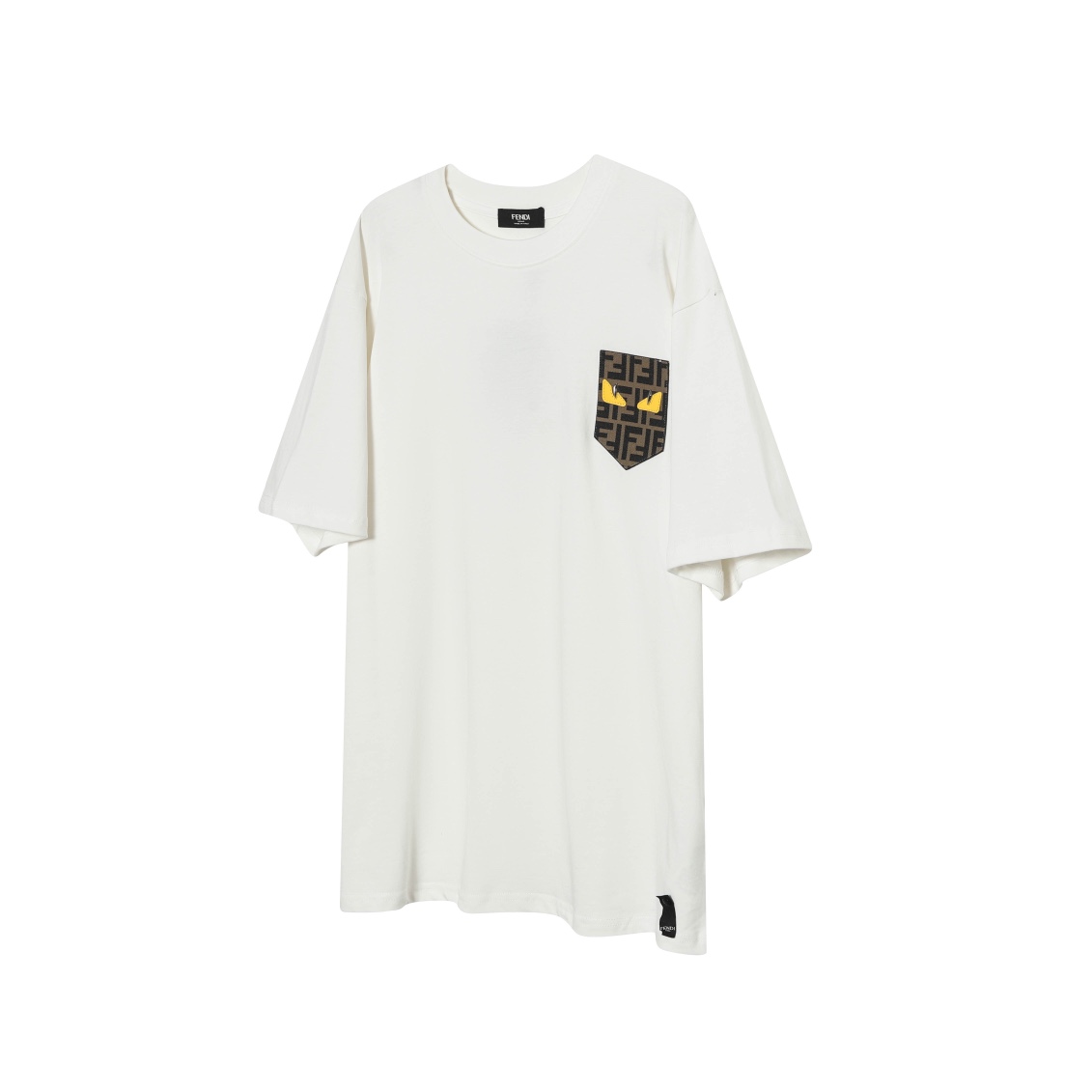 «F21» FENDI/FENDI 25ss camiseta de manga corta con bolsillo de etiqueta de cuero y estampado completo de ojos. Etiqueta…