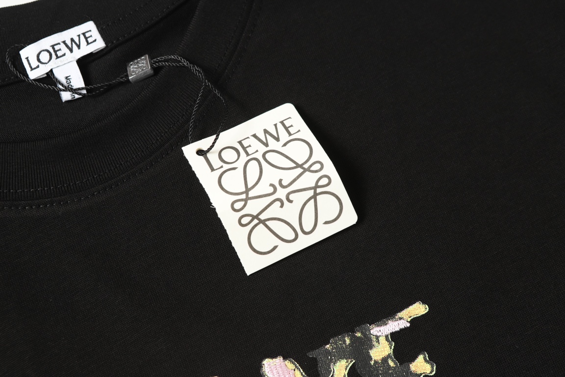 Loewe LOEWE/罗意威 24SS春夏新款手绘涂鸦迷彩印花刺绣LOGO短袖T恤