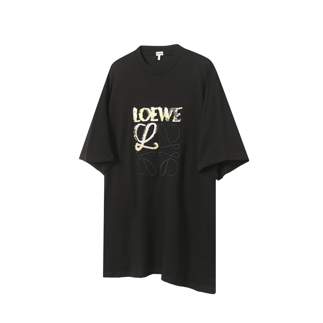 Loewe LOEWE/罗意威 24SS春夏新款手绘涂鸦迷彩印花刺绣LOGO短袖T恤