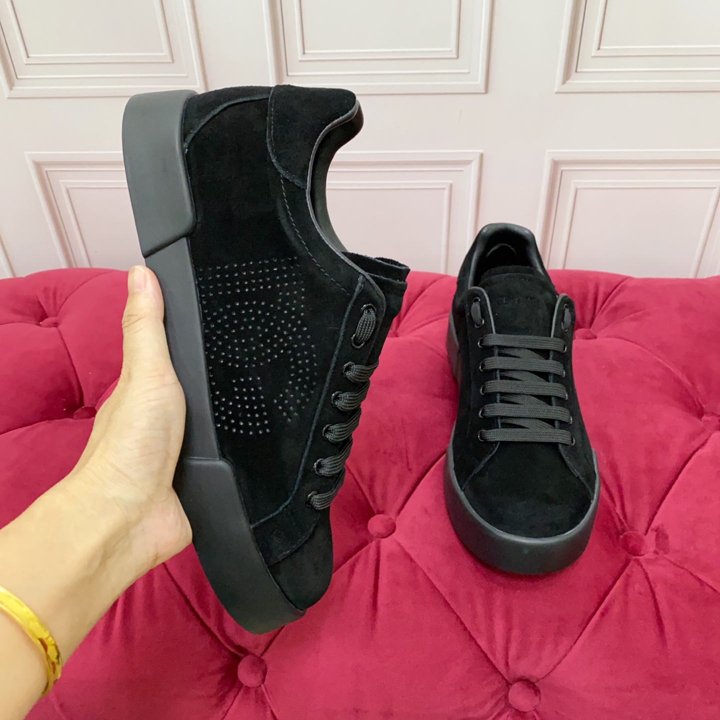 Dolce & Gabbana 2025 Black Suede Sneakers with Perforated DG Logo 6 i1749630958889 693 0 4