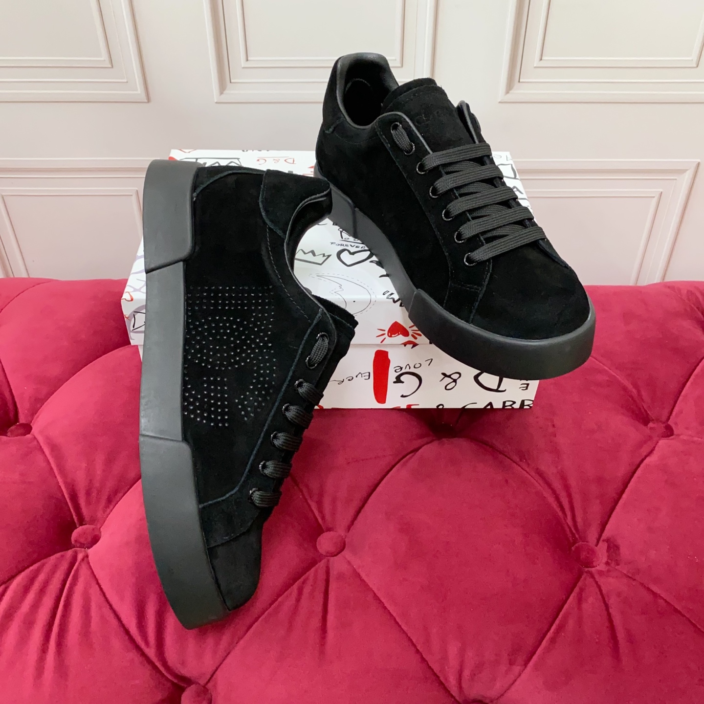 Dolce & Gabbana 2025 Black Suede Sneakers with Perforated DG Logo 7 i1749630959869 1338 0 6
