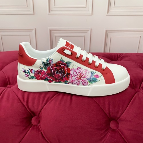 Dolce & Gabbana Floral Print Leather Sneakers - Women's Designer Footwear