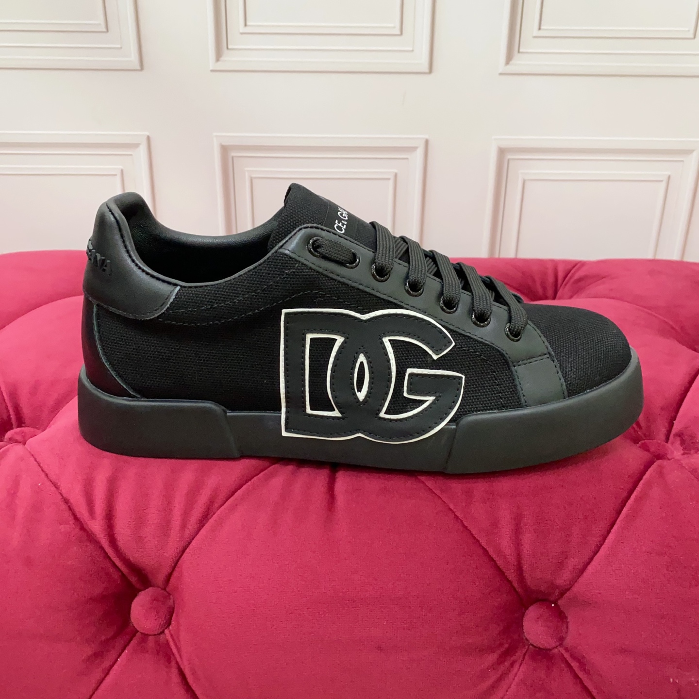 Dolce&Gabbana 2025 Women's Black Silk and Leather Sneakers with Logo Embroidery 2 i1749961243514 1472 0 0
