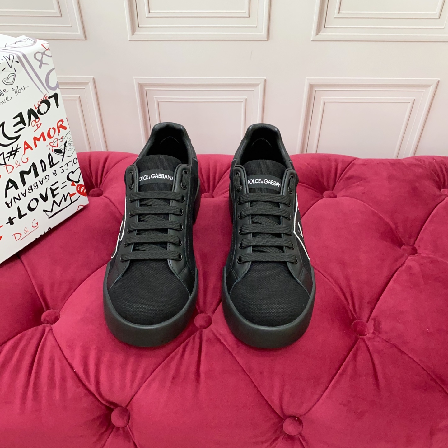 Dolce&Gabbana 2025 Women's Black Silk and Leather Sneakers with Logo Embroidery 4 i1749961243546 2153 0 2