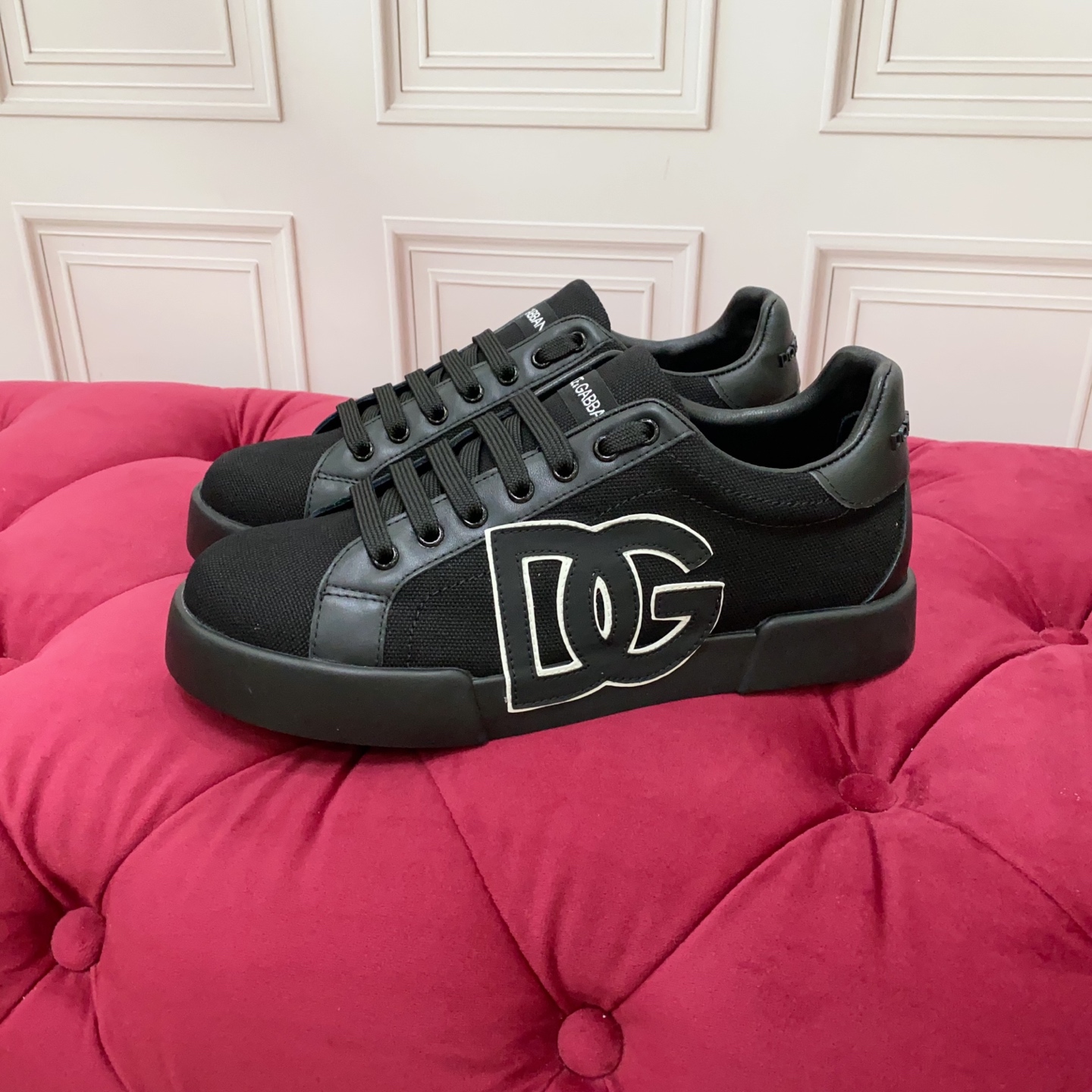 Dolce&Gabbana 2025 Women's Black Silk and Leather Sneakers with Logo Embroidery 5 i1749961244582 4228 0 3