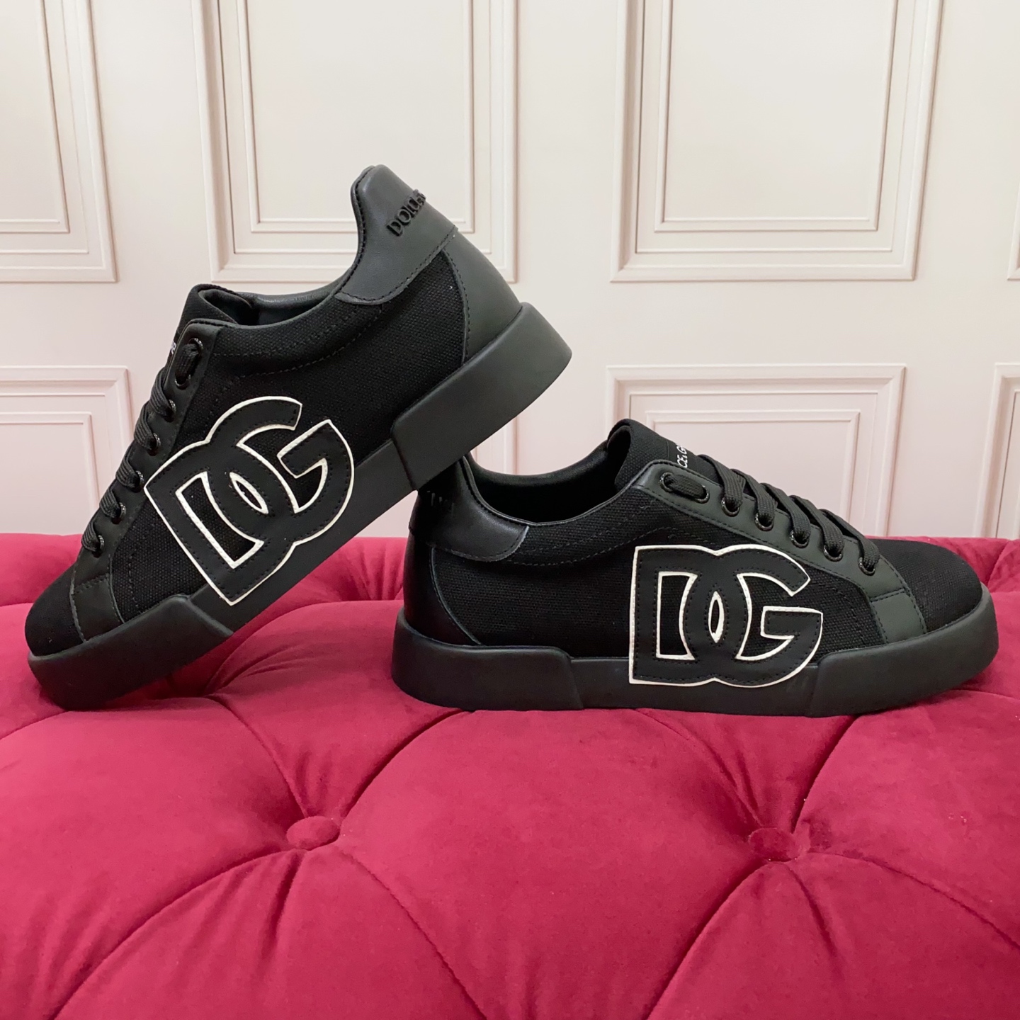 Dolce&Gabbana 2025 Women's Black Silk and Leather Sneakers with Logo Embroidery 7 i1749961244590 4186 0 5