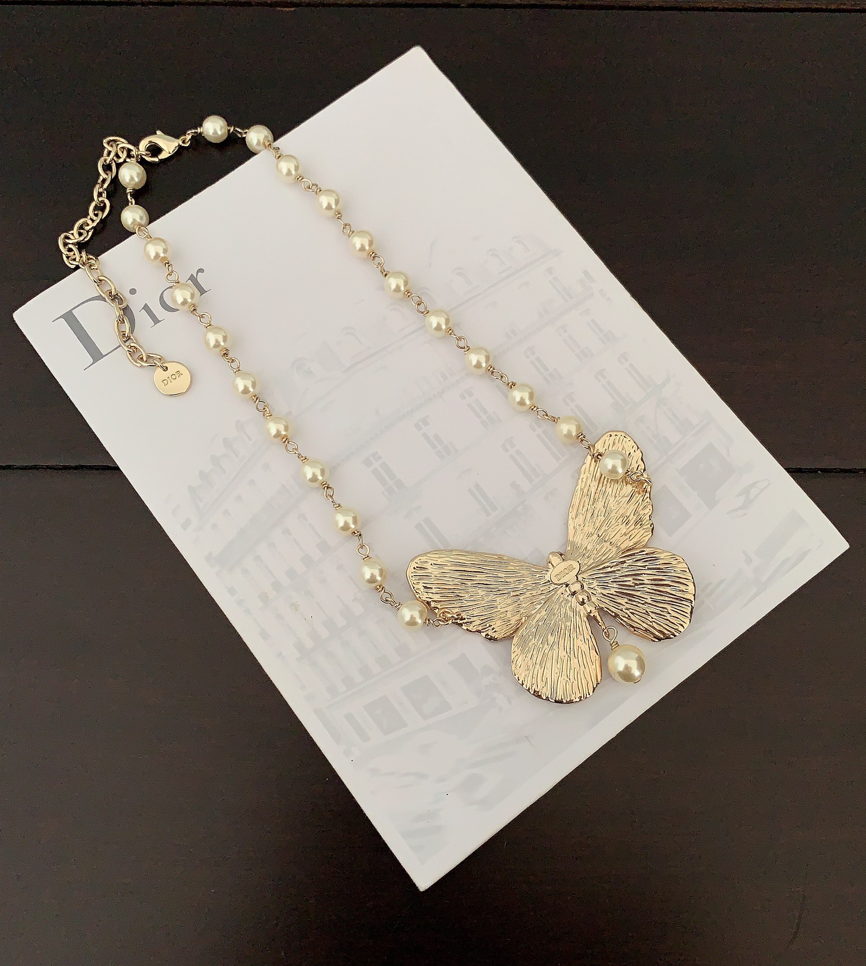 D*or最新款蝴蝶珍珠项链一致官网黄铜材质